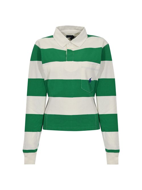 Polo a manica lunga in cotone Green/White POLO RALPH LAUREN | 211971746500